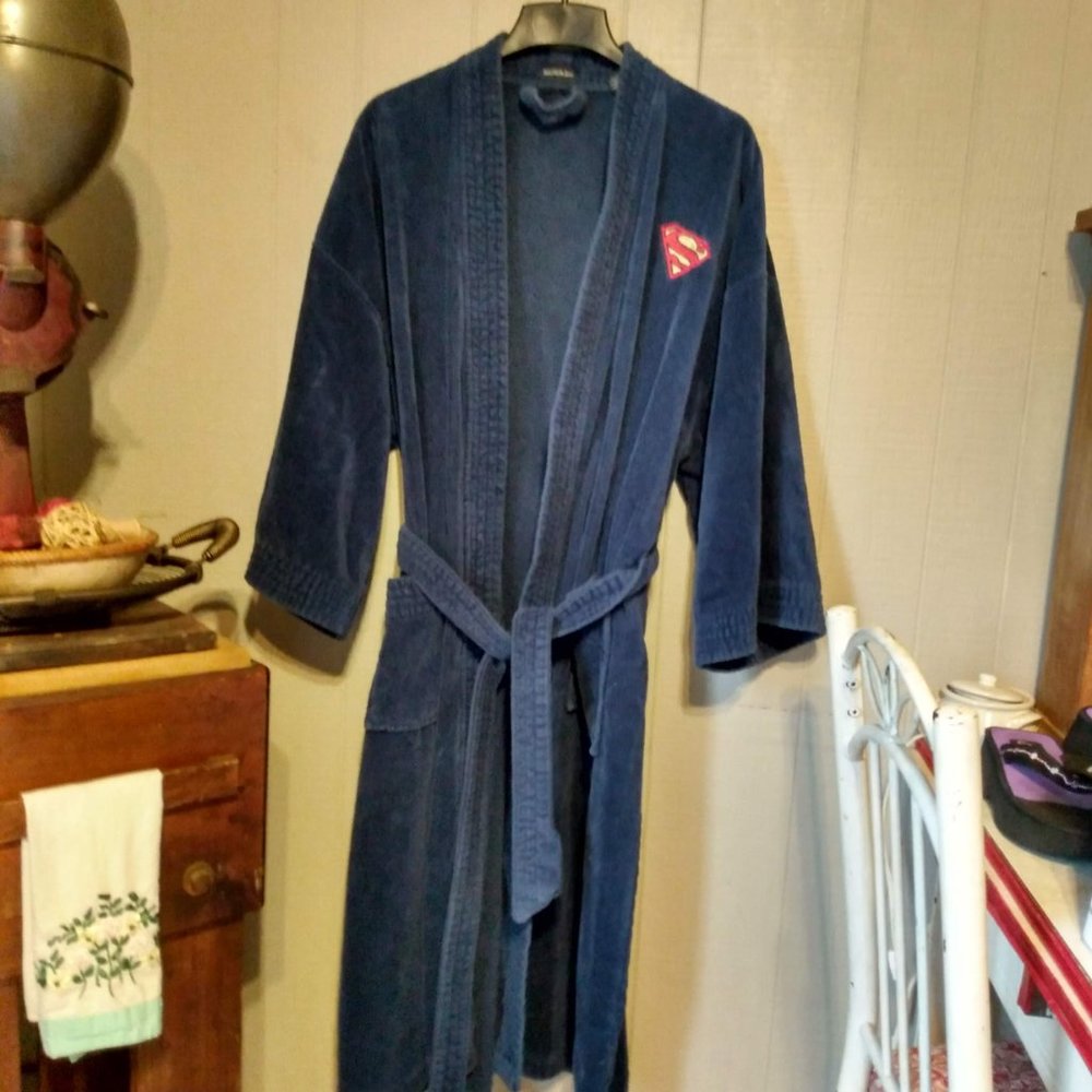 Men's Vintage Superman Emblem Bath Robe 2XLT/3XLT Harbor Bay